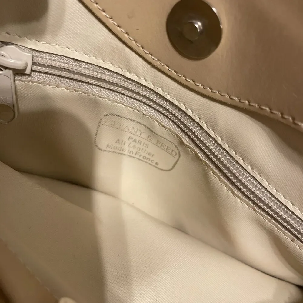 Tiffany & Fred Handbag Made in France Tan Black All Leather